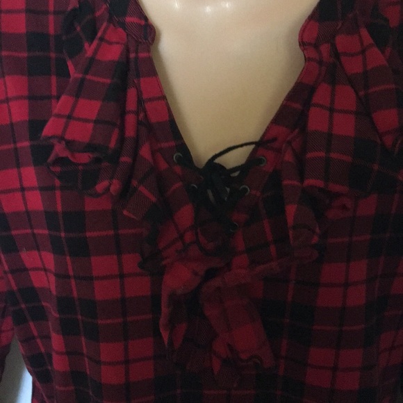 Ralph Lauren Flannel Red/Black Top Size Large - Picture 2 of 5